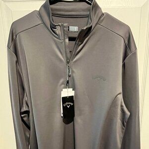 NWT Callaway Half Zip Smooth Pullover with Fleece Lining, Dark Gray Size Large